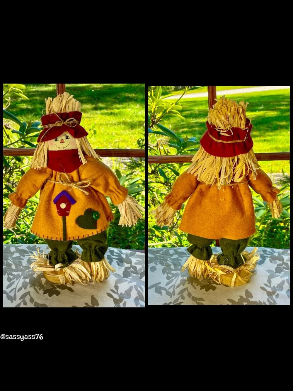 ▪️VTG▪️Three HANDCRAFTED 18.5" & 12.5" Straw Textile & Wood SCARECROW Figures - Picture 6 of 15